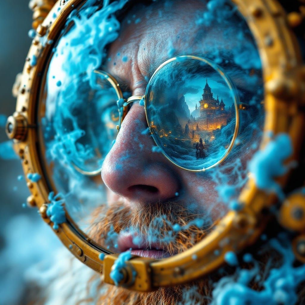 Epic Steampunk Dwarf in Vibrant Middle Earth Landscape