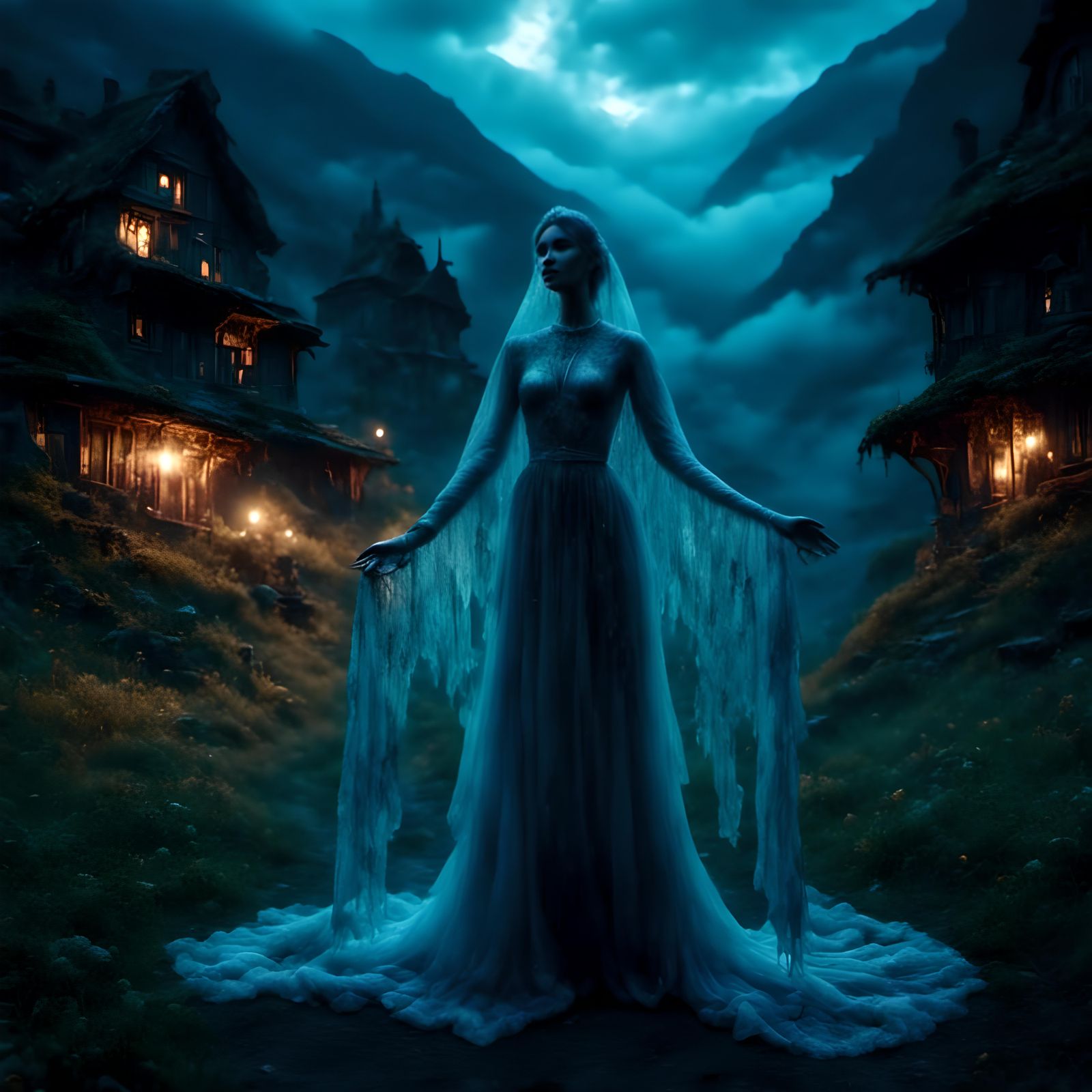 Cinematic Ghost Wife: Hyperrealistic and Intricately Detaile...