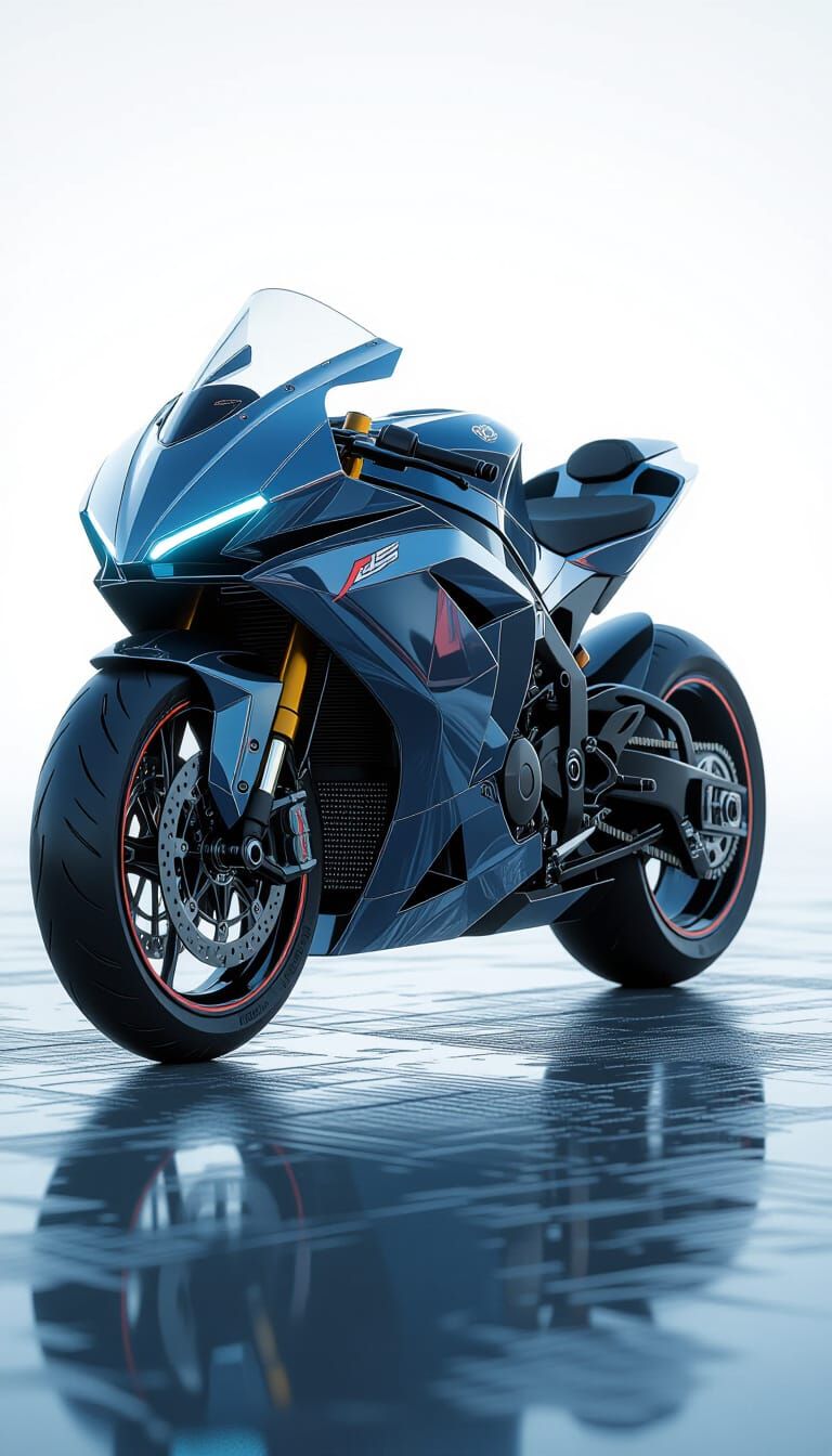 Transparent Superbike with Prism Light Effects