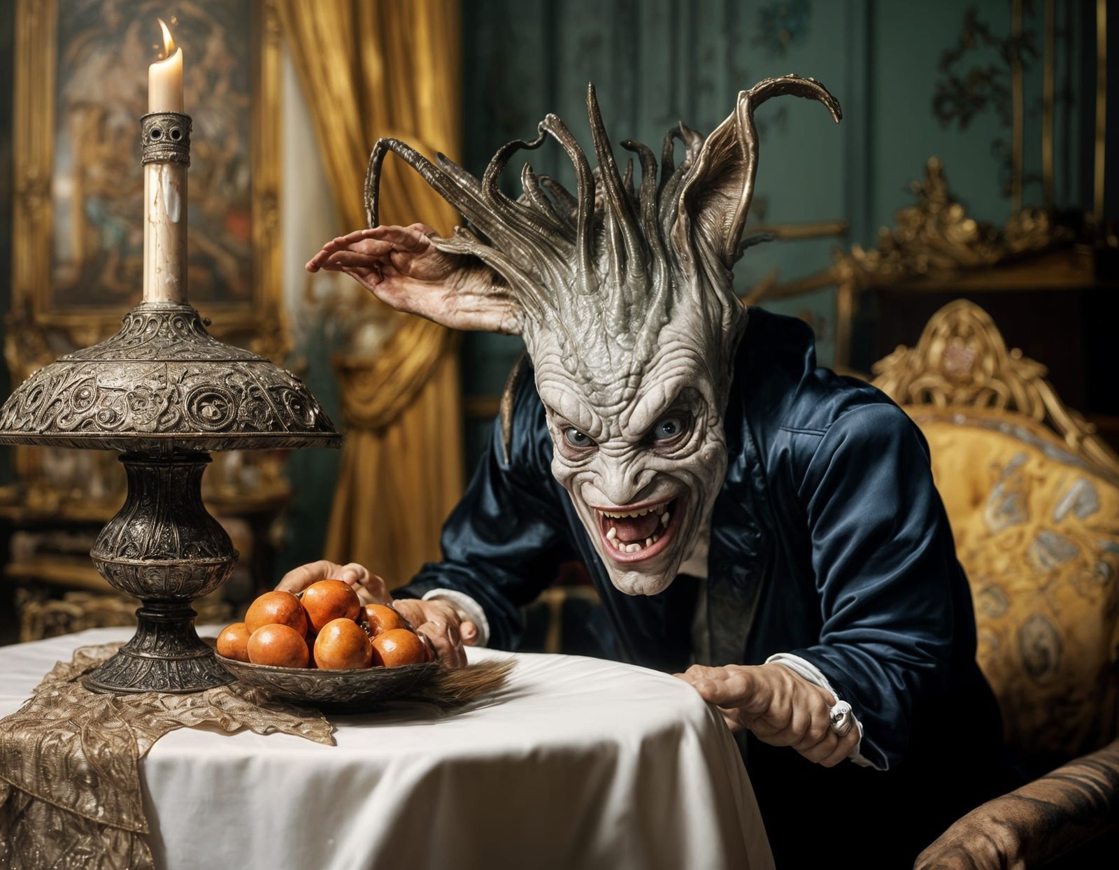 Smiling Aliens Party: Hyperrealistic Photography