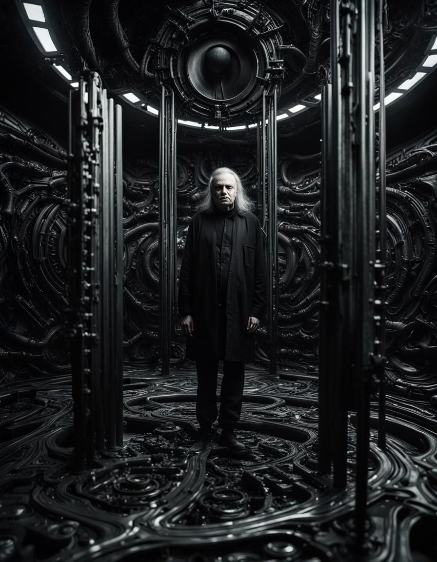 Dark Sci-Fi Portrait in HR Giger Style