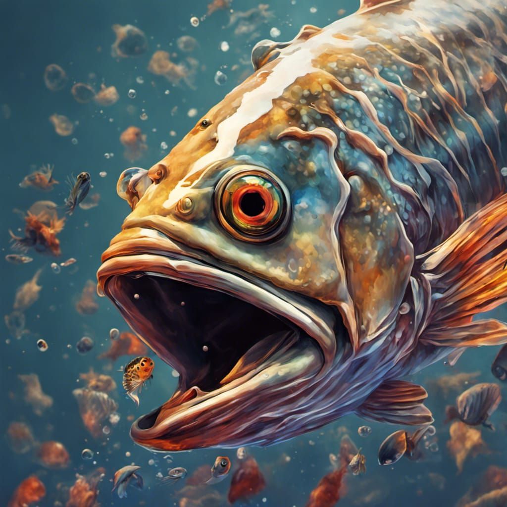 Hyperrealistic Fish in Splash Art Style