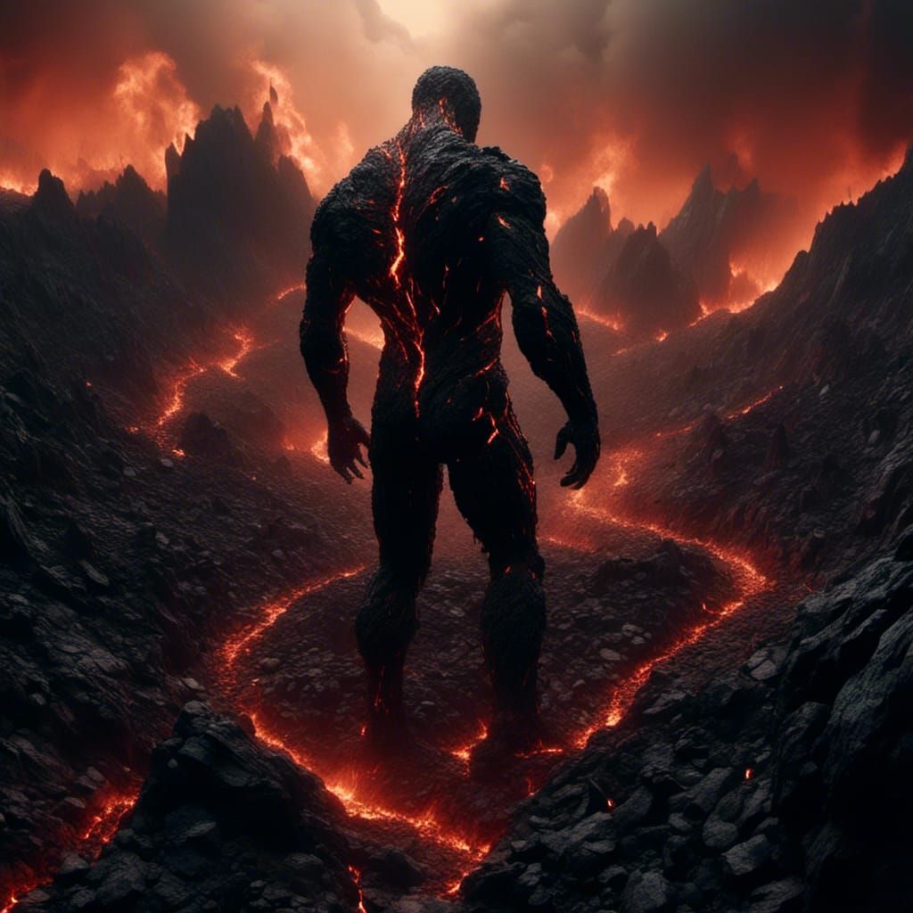 a man made of black rock ,  <lora:Noir Royale:1.0> <lora:Cri...