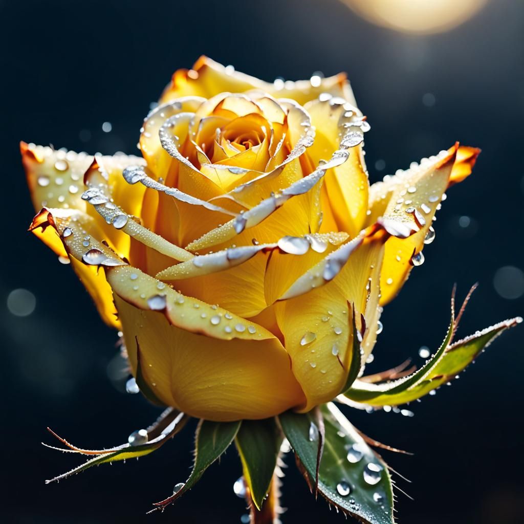 Yellow Rosebud in Arid Wasteland: Extreme Close-Up