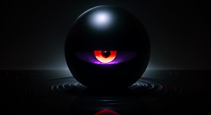Glowing Evil Eye Orb in Dark Surrealism