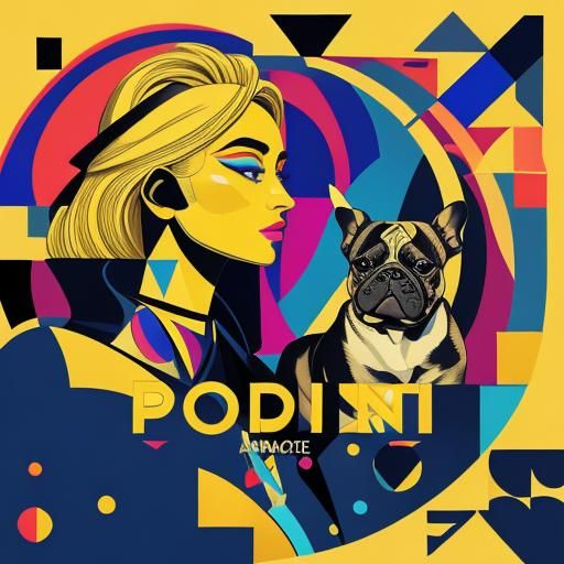 Pop Art Woman with French Bulldog