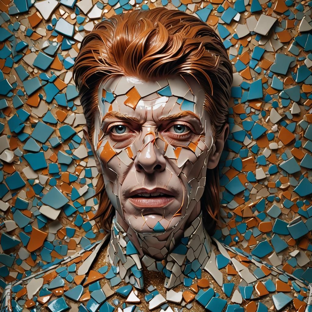 Hyperrealistic David Bowie Porcelain Figure in Ceramic Tsuna...