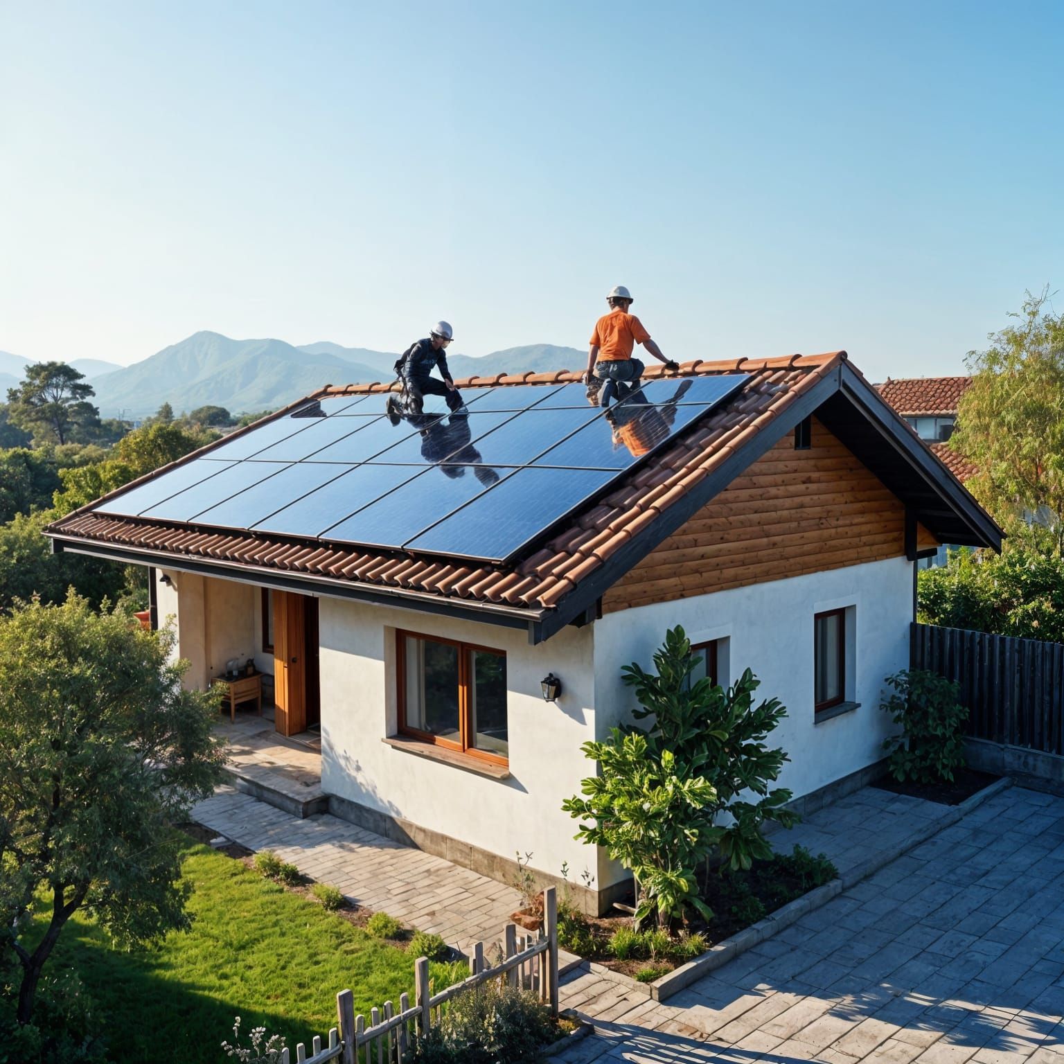 Solar Panel Installation on House Roof