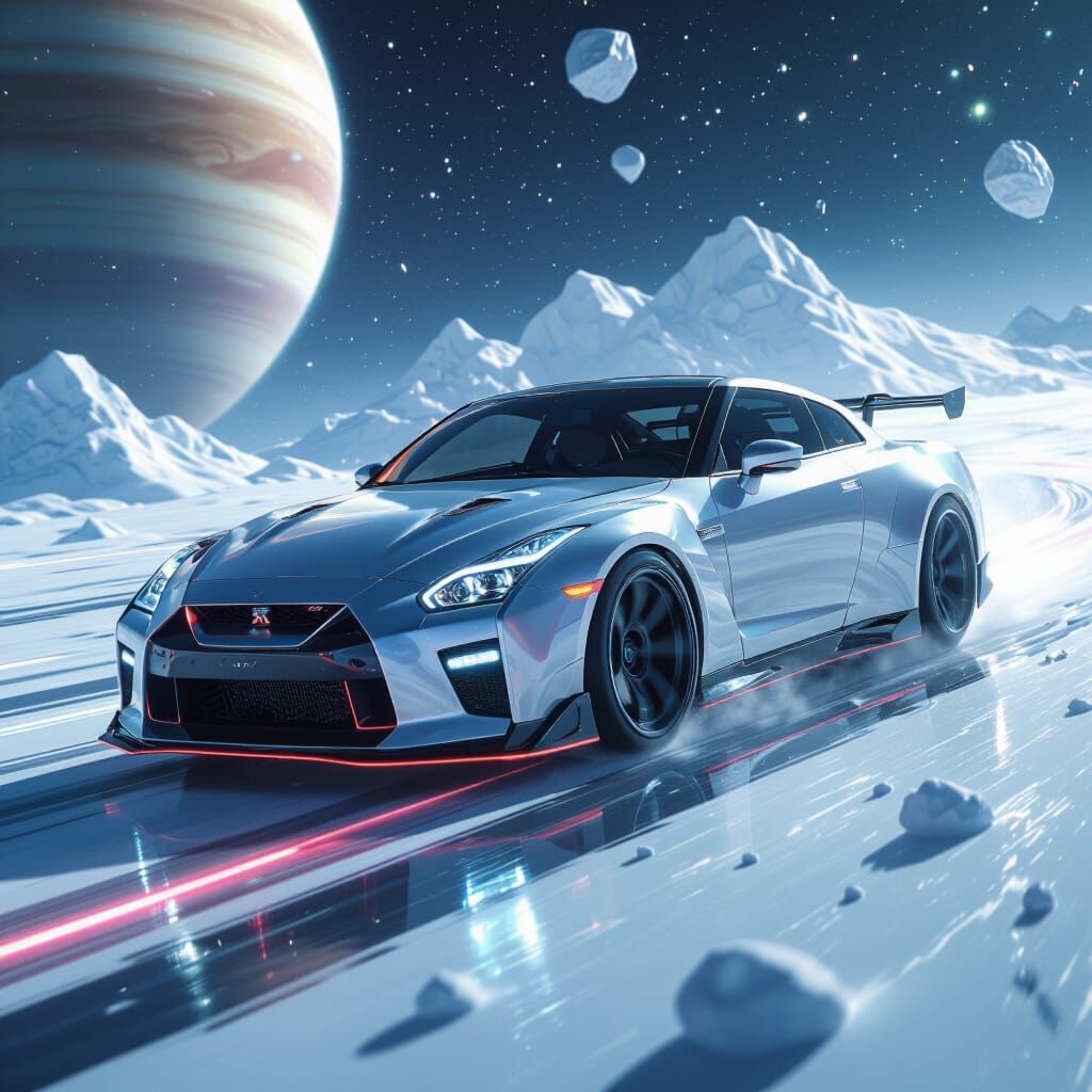 Futuristic GT-R Drifting on Saturn's Rings