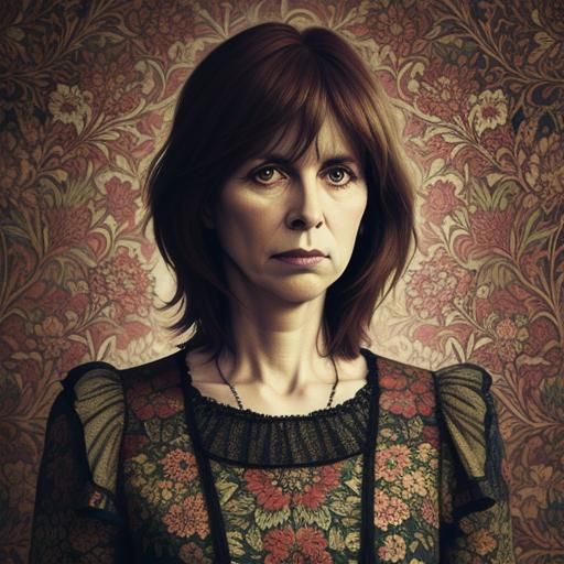 Chrissie Hynde Portrait with Floral Background
