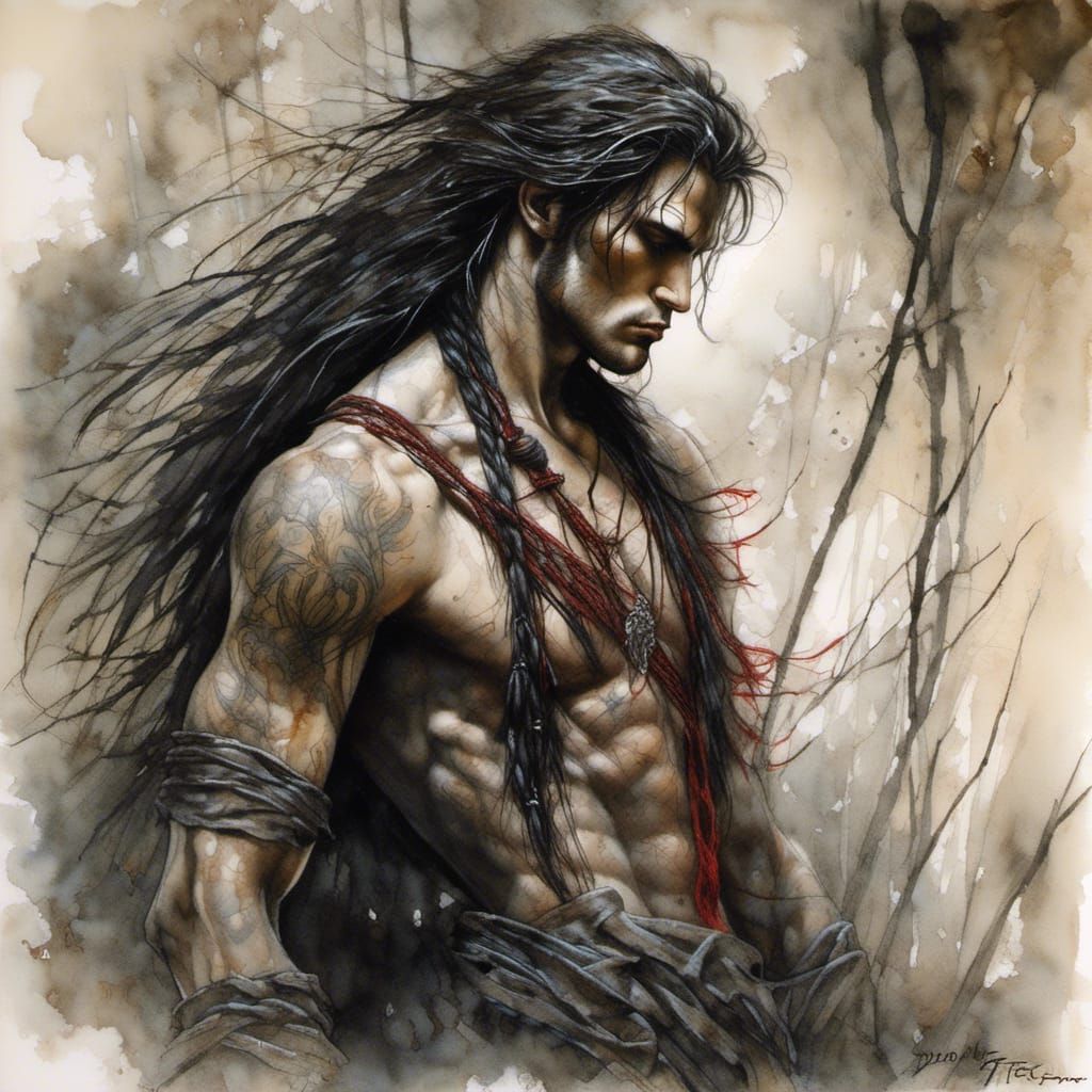 Fairytale Hero in Dark Forest, Masterpiece Sketch