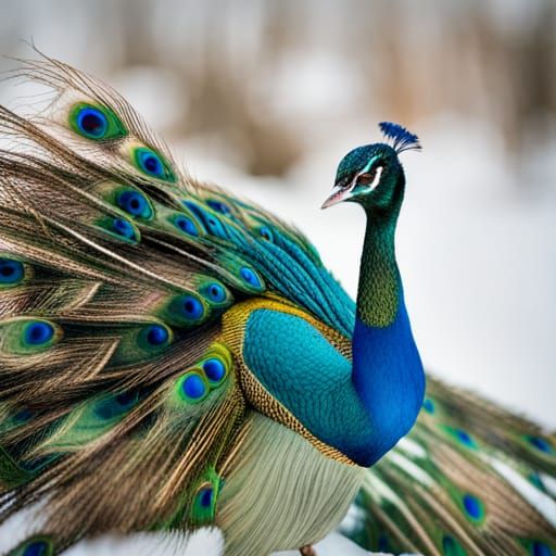 Peacock in Winter Wonderland: Professional Photography