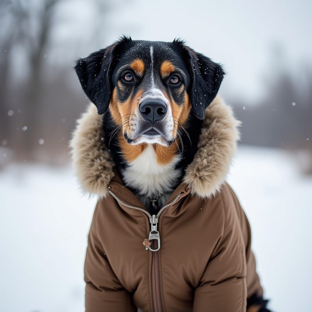 Canine Winter Wonder in Earthy Tones