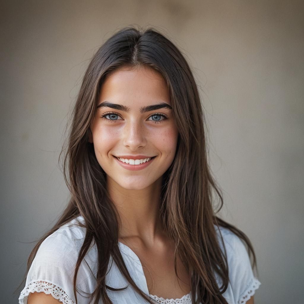 Beautiful Portuguese Woman with Blue Eyes, Cinematic Portrai...