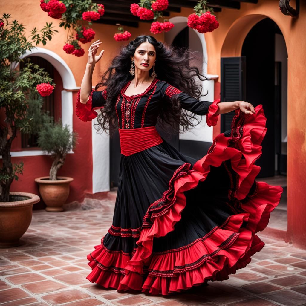 Passionate Flamenco Dancer in Andalusian Patio