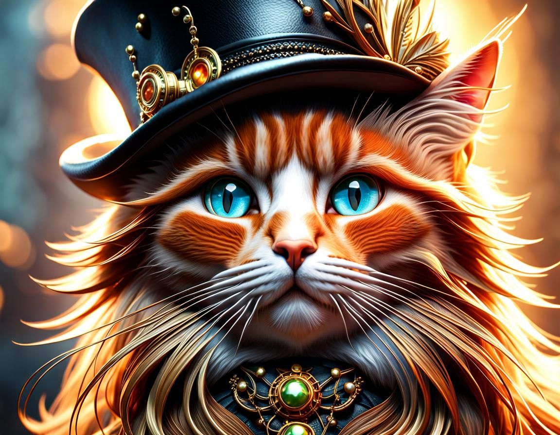 Cat in Top Hat: Dramatic Fashion Photography