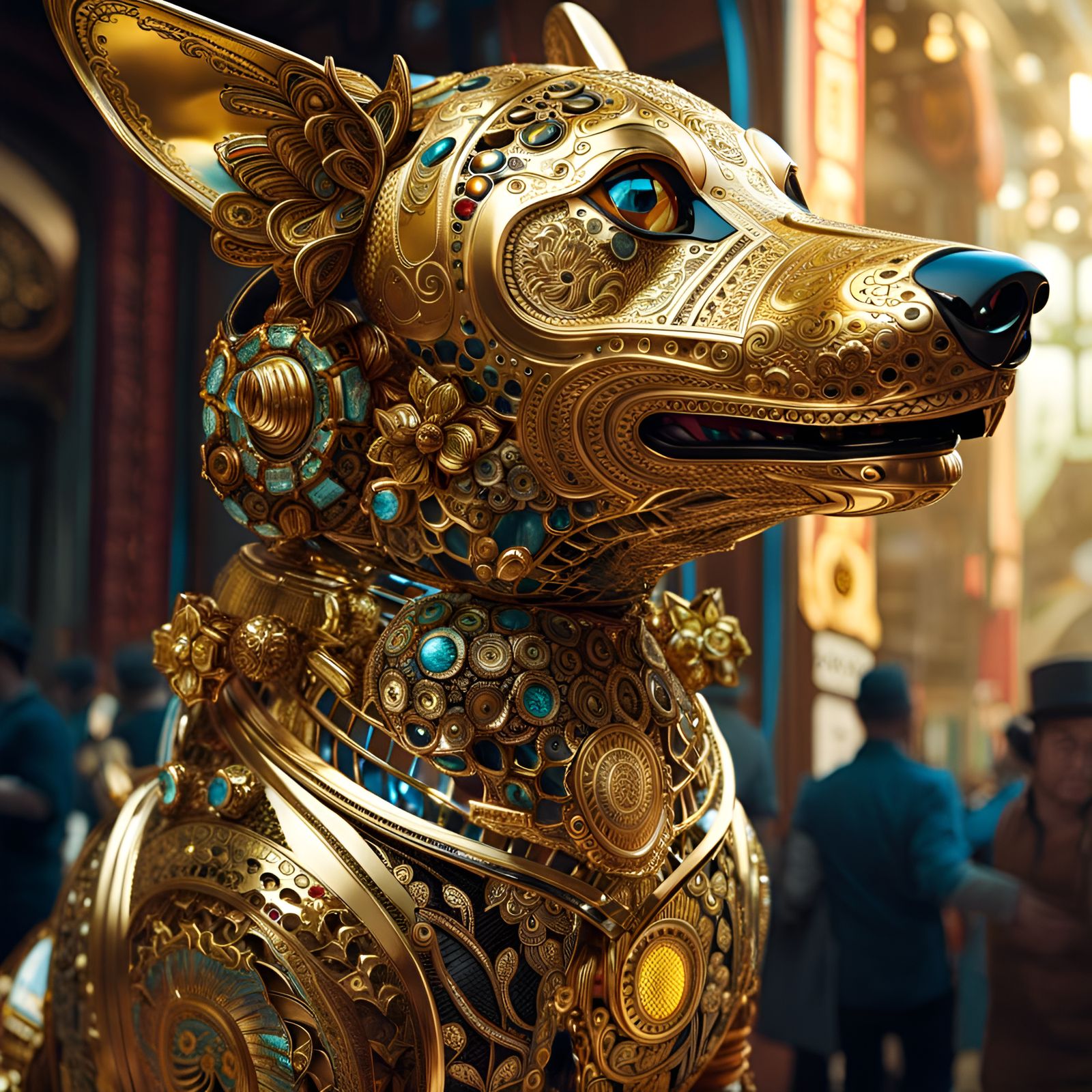 Gold Filigree Robot Dog: A Shiny Masterpiece