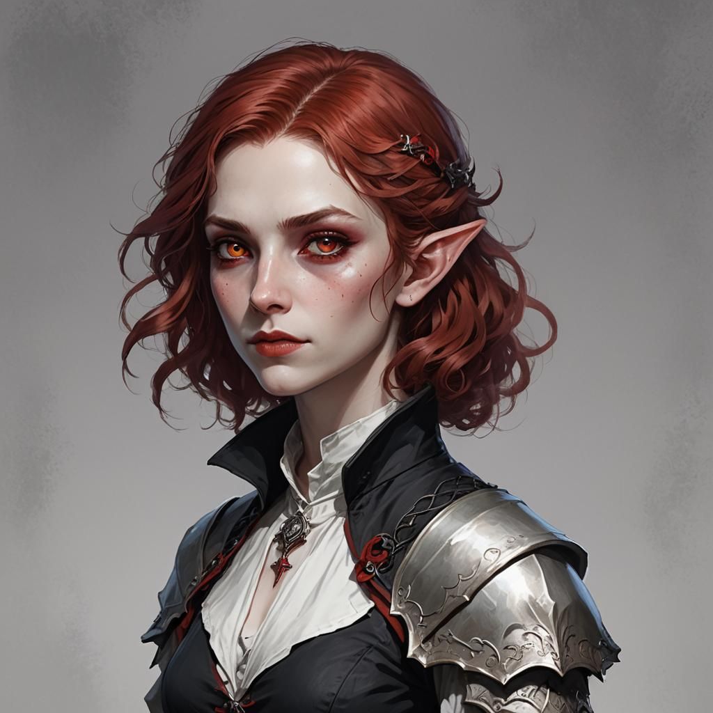 Half-Elf Vampire Cleric with Red Hair