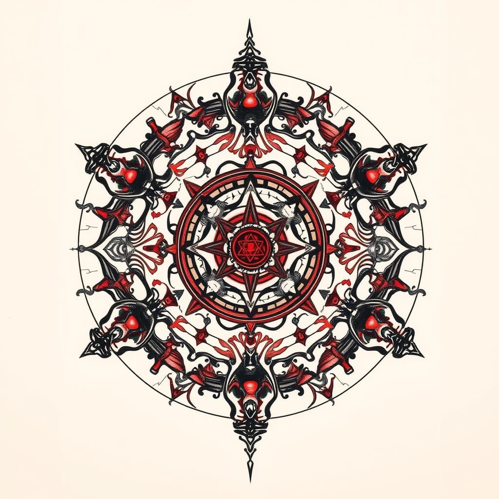 Alchemist Sharingan Tattoo Design in Giger Style