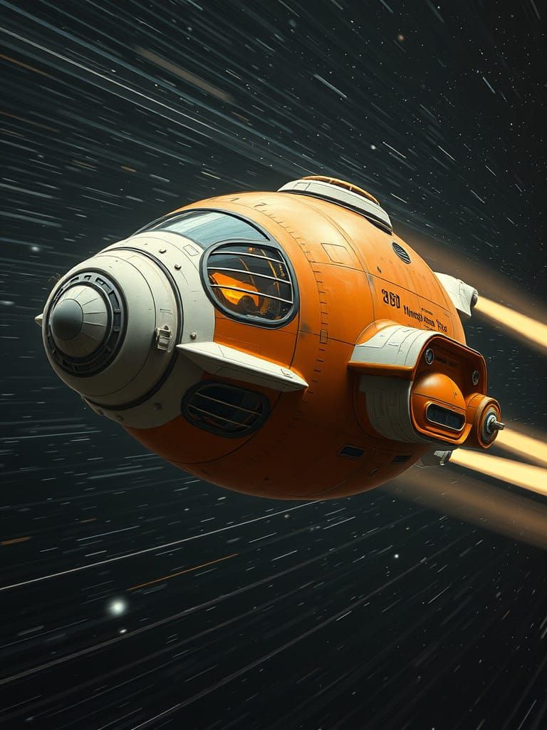 Retro-Futuristic Spacecraft Speeds Through Cosmic Dust