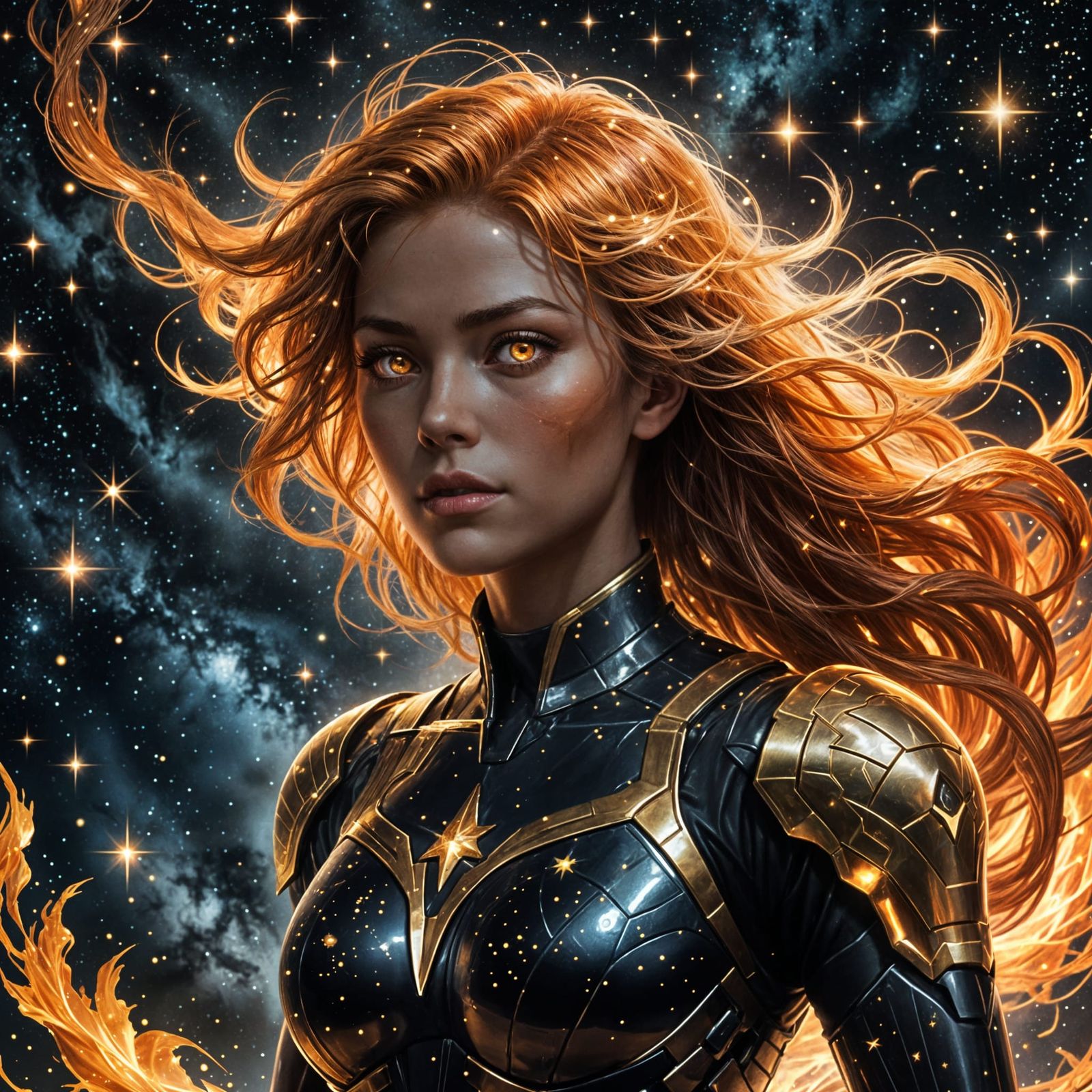 Celestial Goddess Adrift in a Starry Expanse