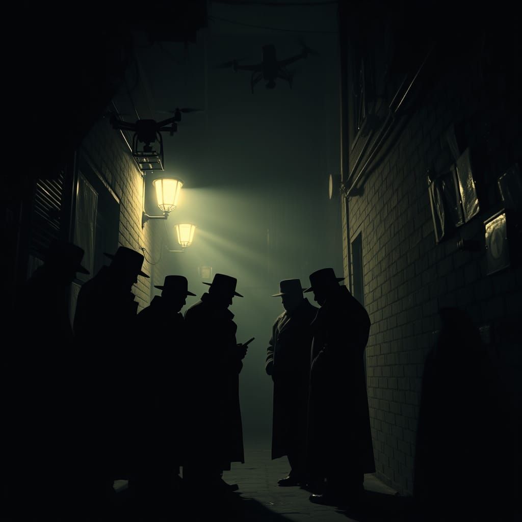 Tehran Alleyway: Shadowy Figures in Cinematic Style