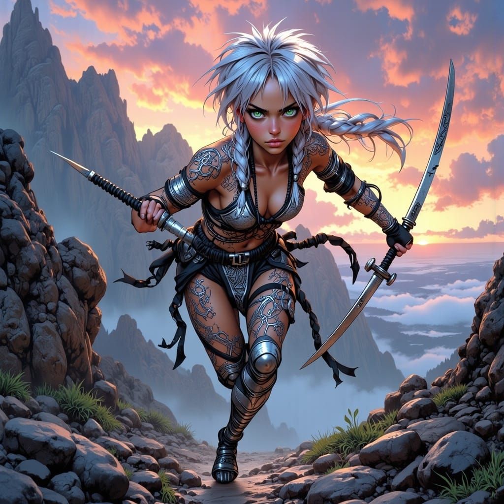 Agile Samurai in Twilight, Anime Style