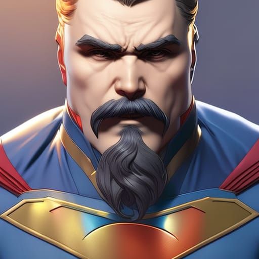 Nietzsche as Superman: Artgerm-Inspired Portrait