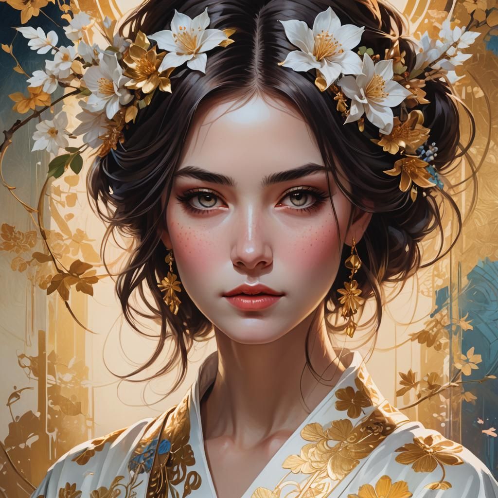 Woman in Kimono: A Pop Art Portrait