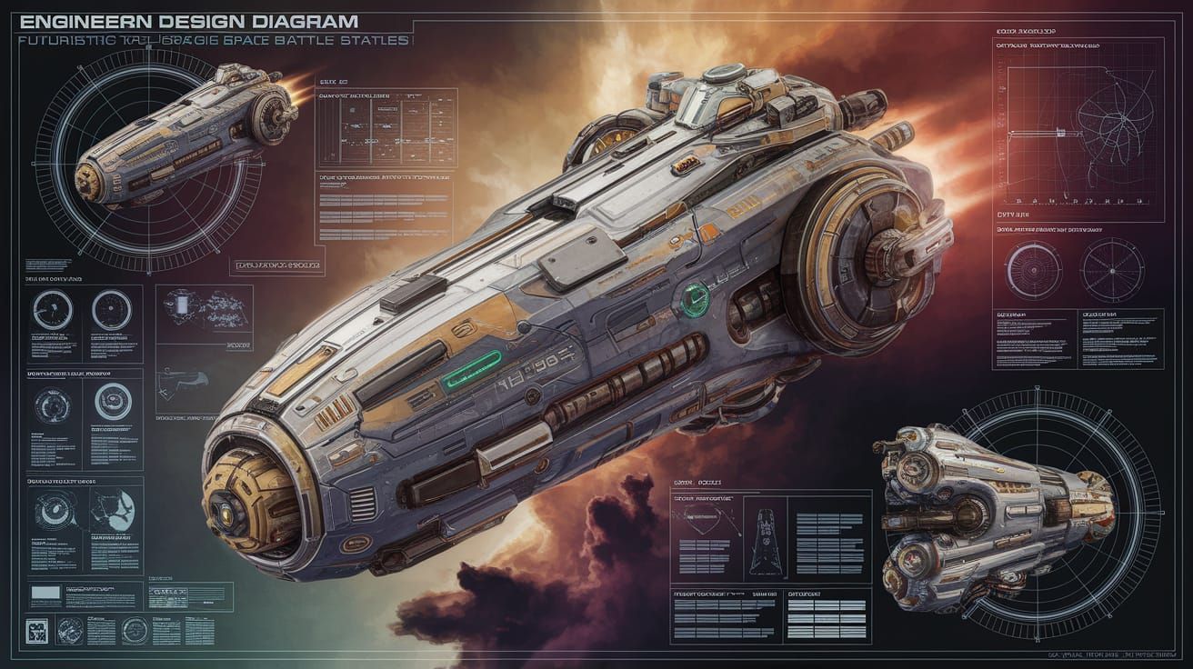 Futuristic Space Battlestation Design in Detailed 32K Resolu...