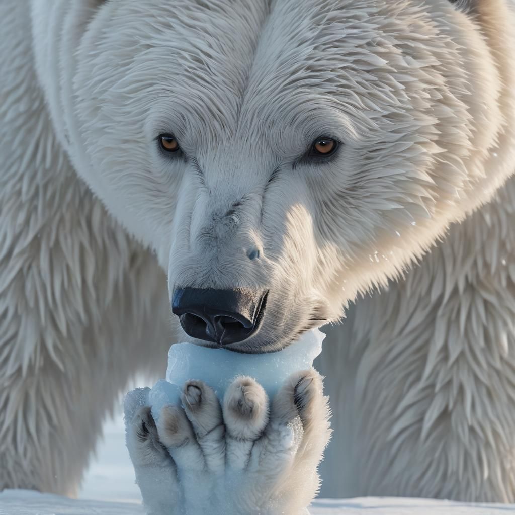 White Bear in Arctic Landscape: Wildlife Illustration