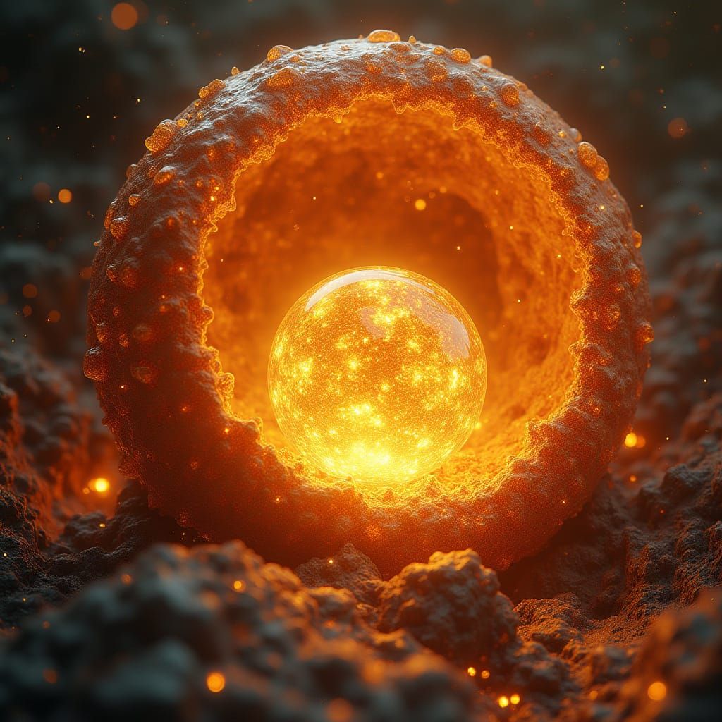 Stellar Womb Forms Cosmic Cocoon Amidst Magma