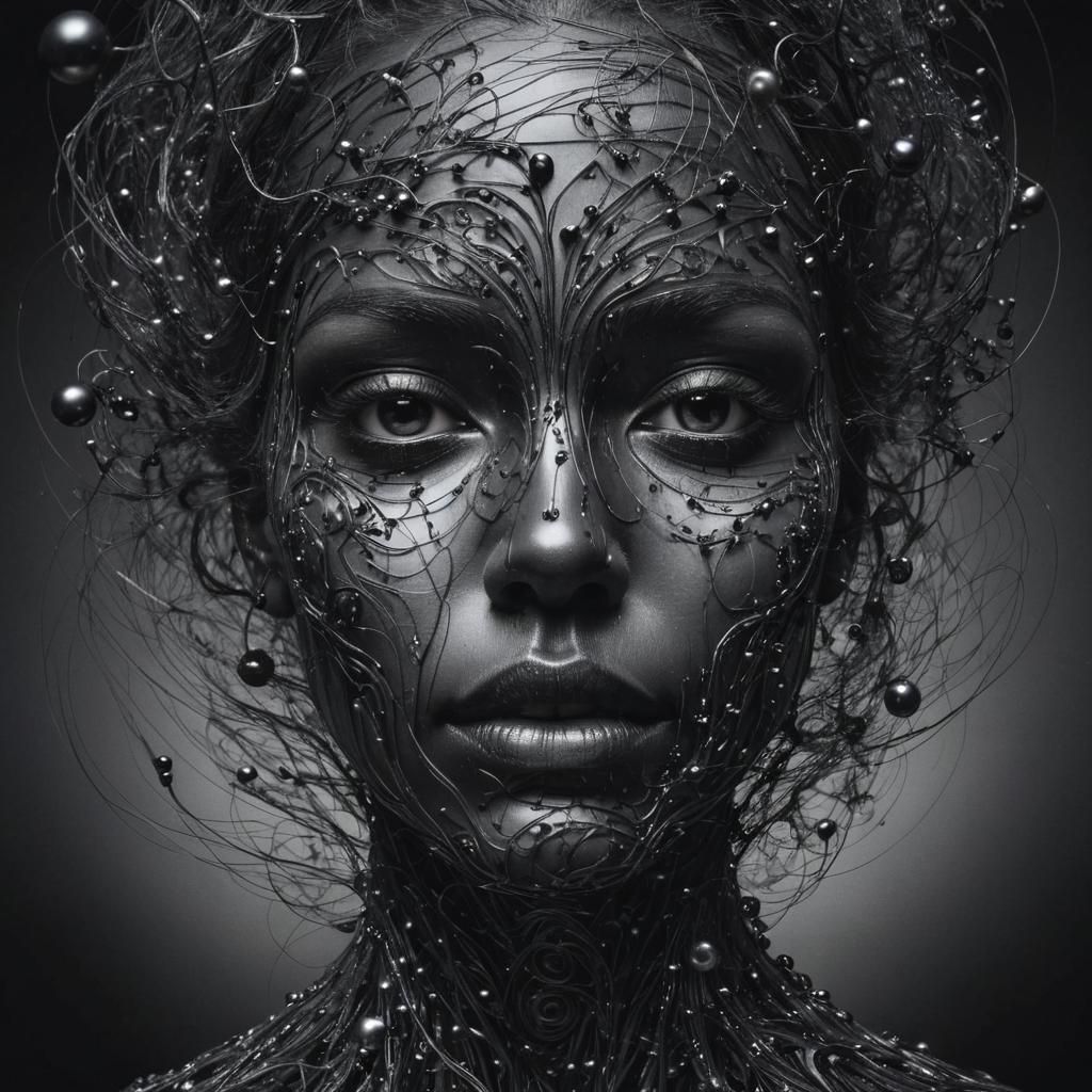 Surreal Black Pearl Face: An AI Art Creation