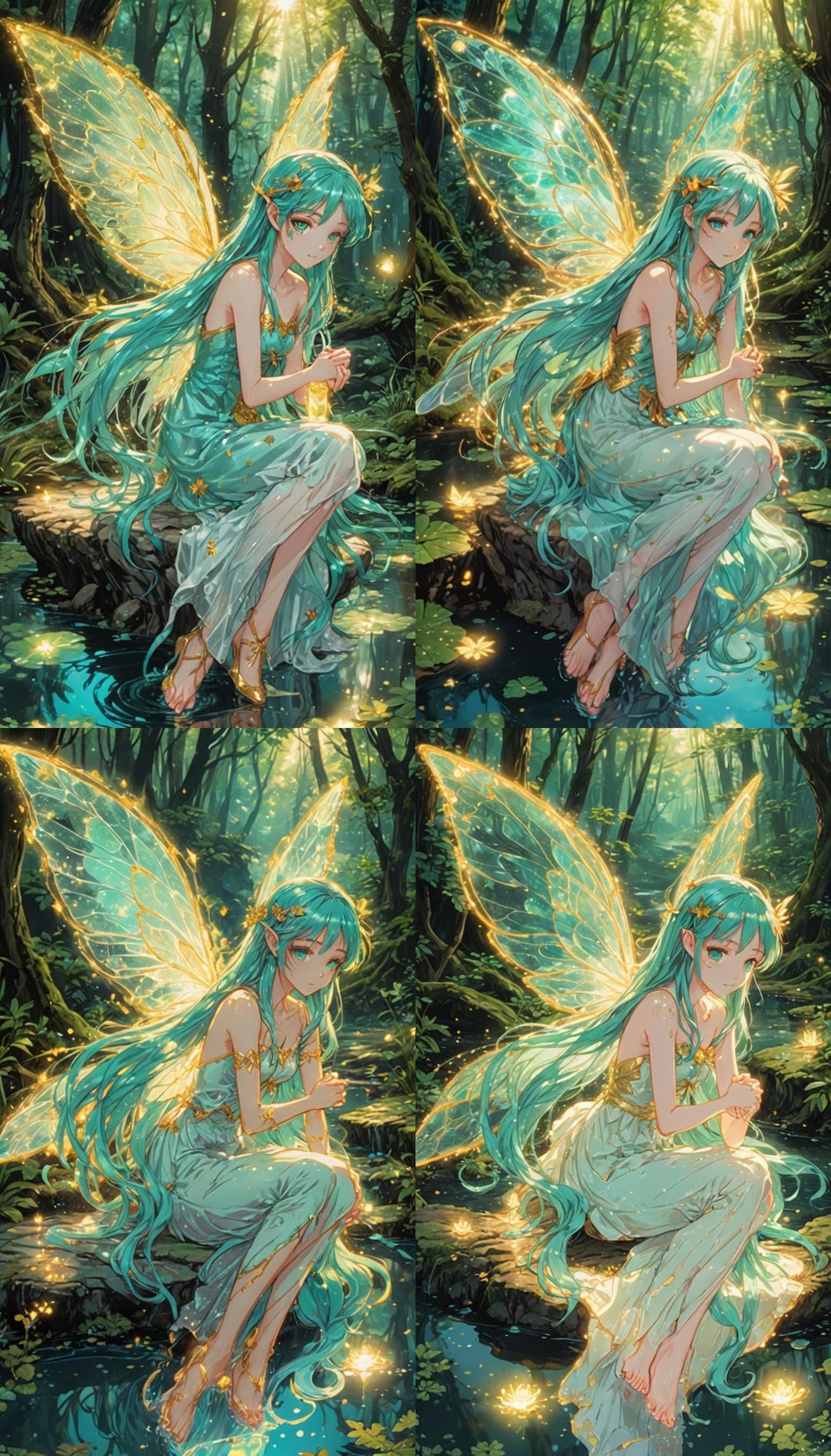 Glowing Anime Fairy Girl in Forest
