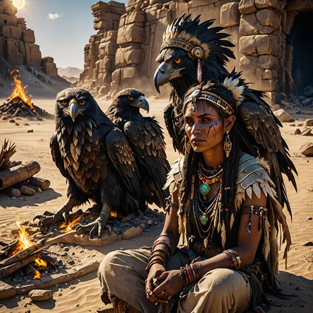 Desert Orc Shaman in Anime Style