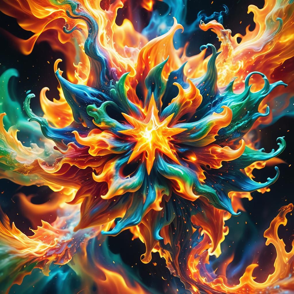 Astral Explosion: Star-Shaped Fire Elemental