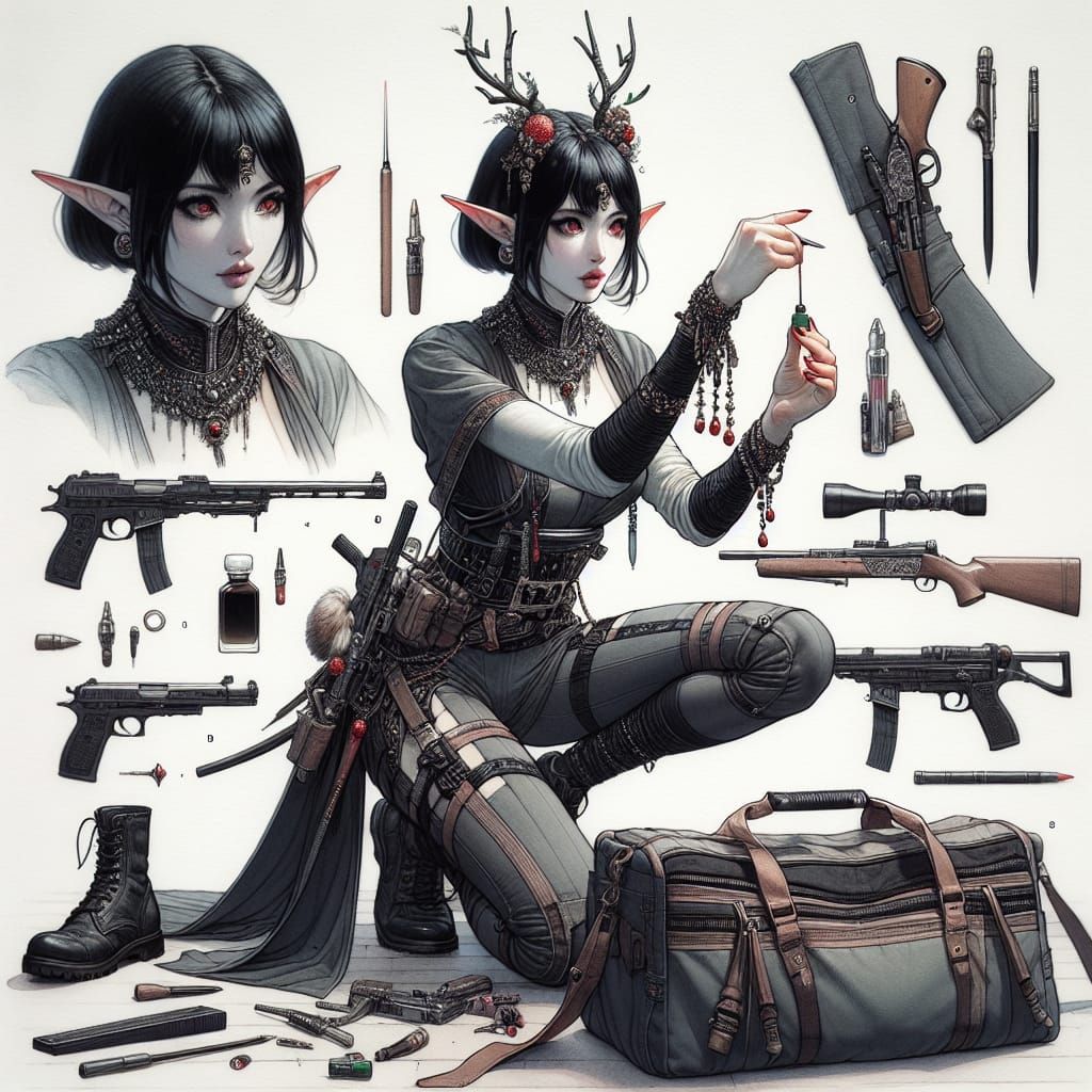 Enigmatic Elf Warrior Prepares for High-Stakes Heist in Whim...