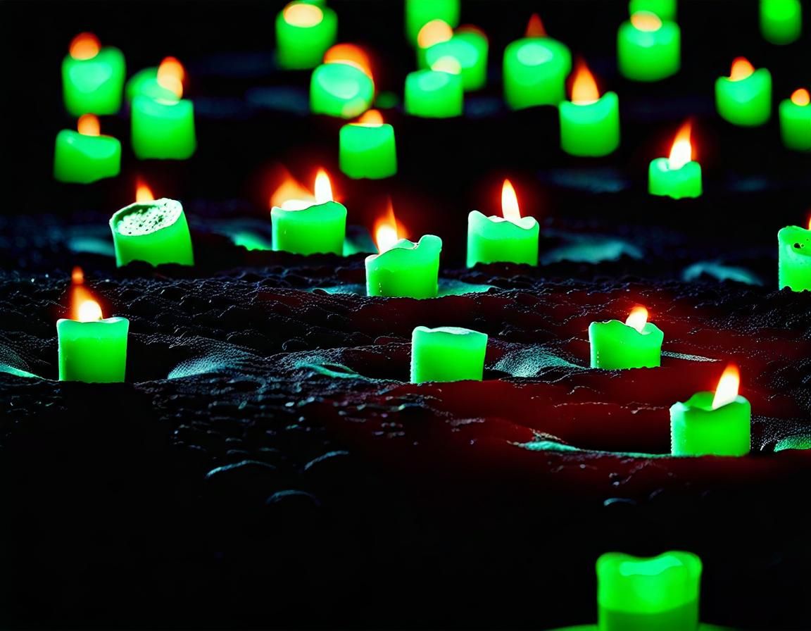 Green Candlelit Moonscape with Micro-Craters