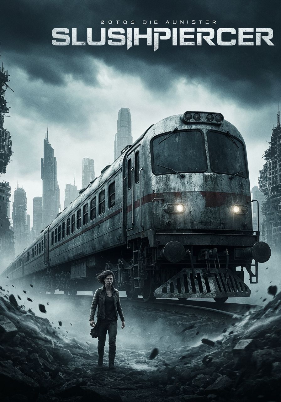 Dystopian Sci-Fi Film Poster Featuring Colossal Train