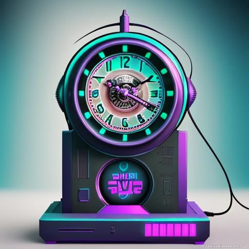 Soviet Cyberpunk Clock in Retro-Futuristic Style