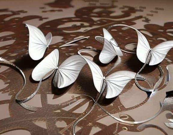 Curved Grey Ribbon on Mottled Brown Floor