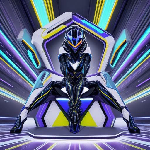 Op Art Woman in Geometric Futuristic Room