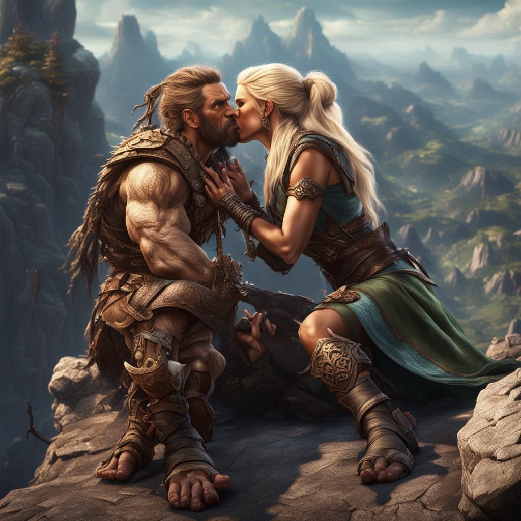Orc and Jessica Simpson Kiss: Fantasy Art