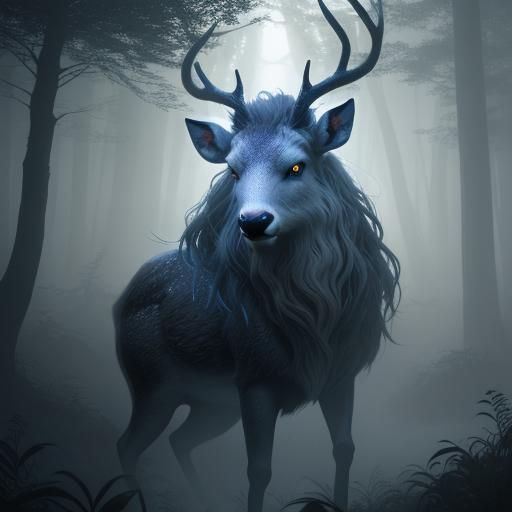Ethereal Deer Ghost in Mystical Forest
