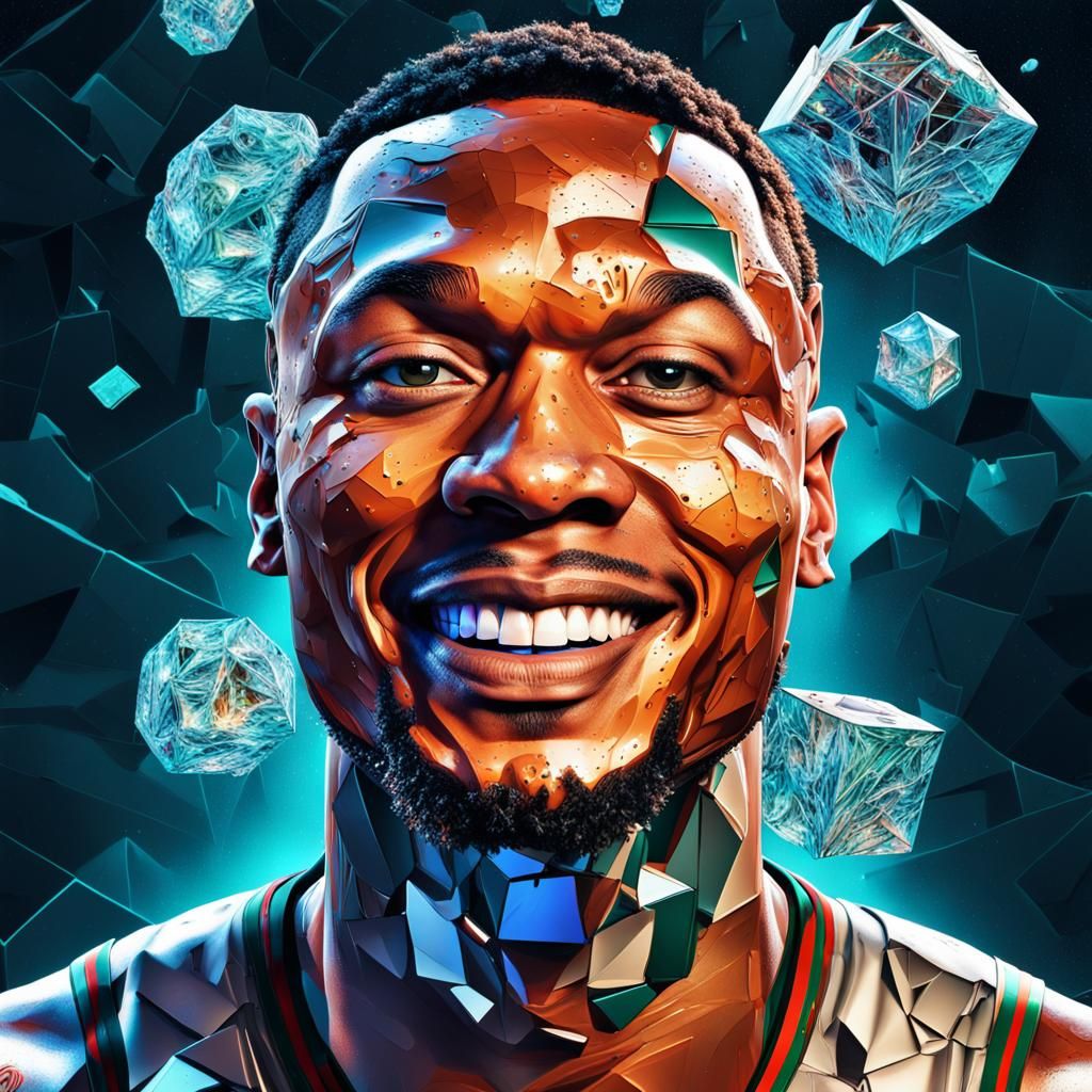 Surreal Portrait of Damian Lillard in Cubist Style