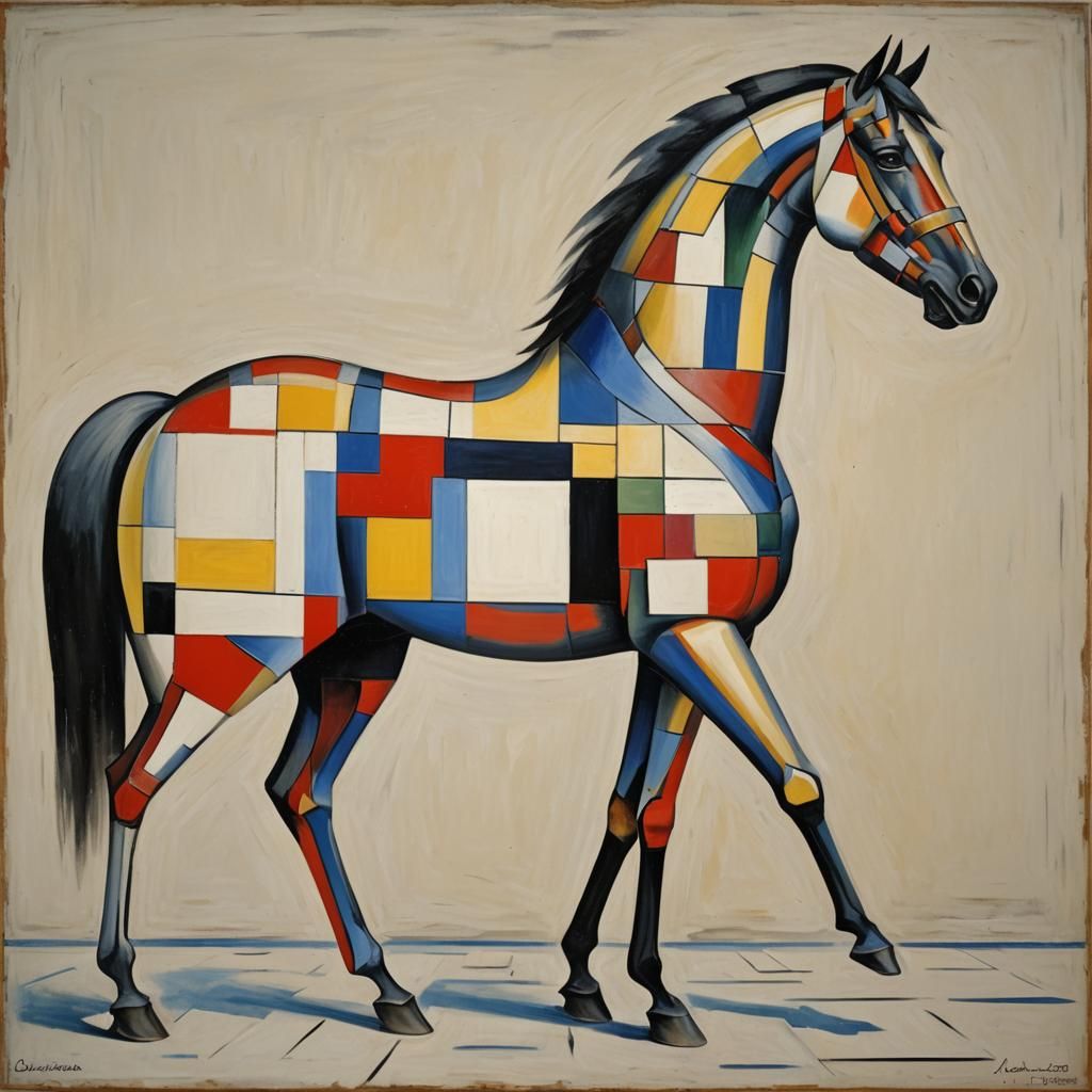 Abstract Horse in Cubist Style