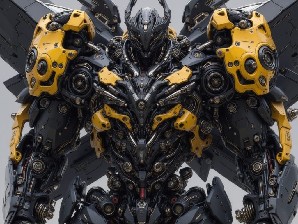 Female Mecha Robot with Laser Cannon in Cyberpunk Style