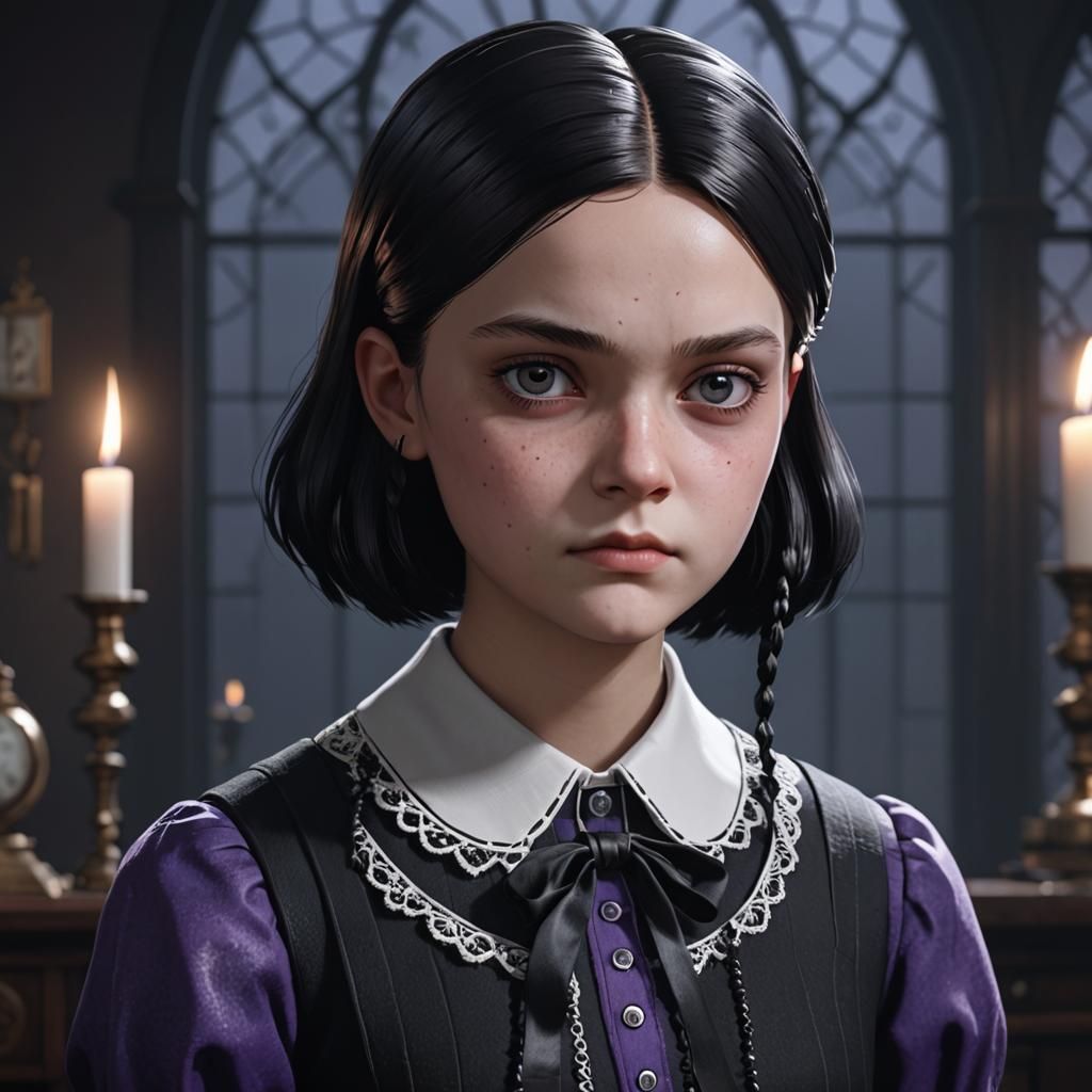 Anime Art of Violet and Wednesday in 3D