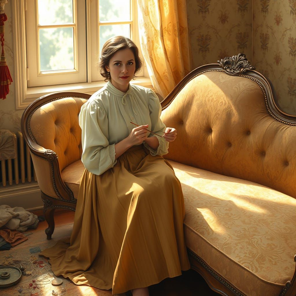 Refined Woman Restores Antique Chaise Longue in Impressionis...