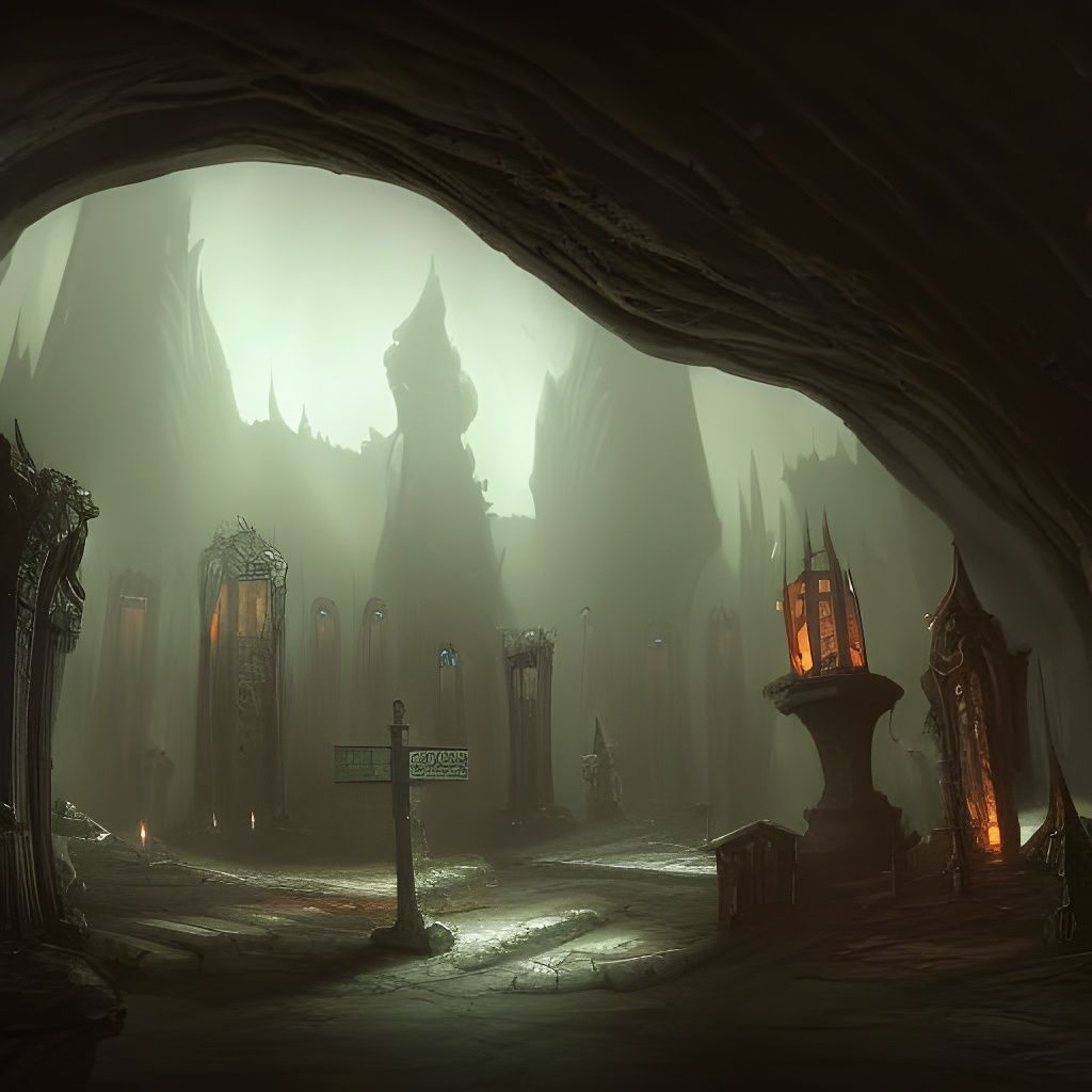Demonic Eldridge Catacombs in Detailed Matte Painting